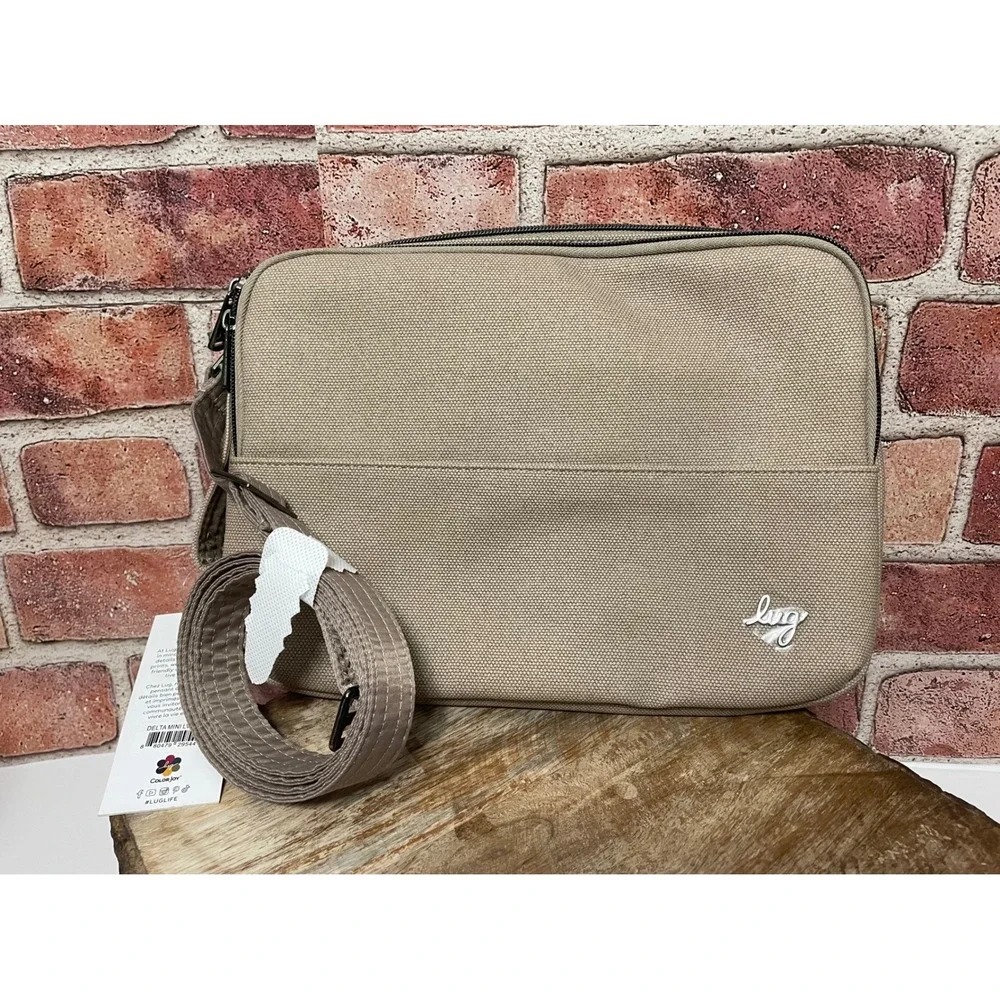 Lug Delta Mini Crossbody Bag Sand Taupe Camo Lining Canvas Messenger Bag‎